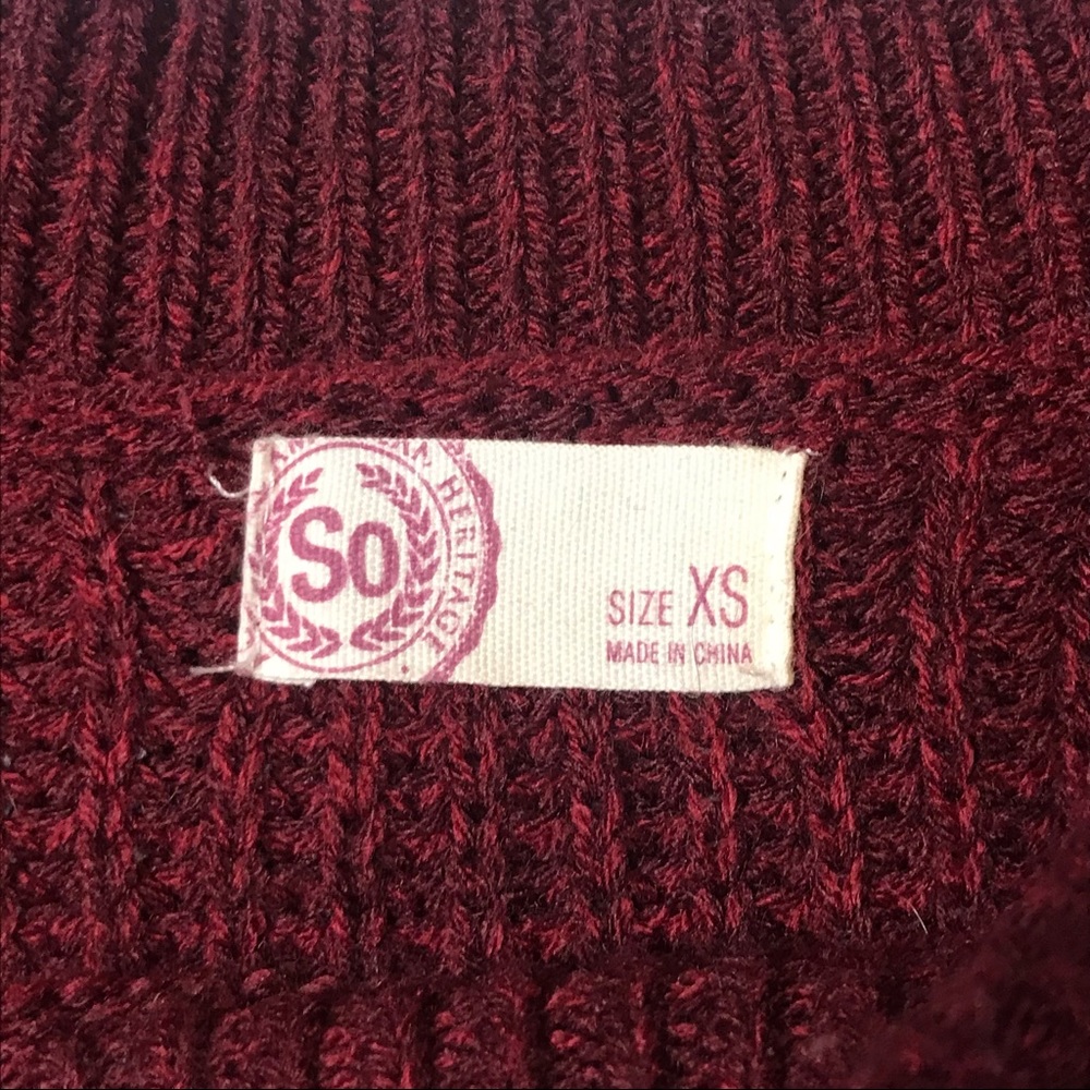 Burgundy Sweater Bundle S XS Pink Republic Lace Up + Cable Knit Cozy Fall Set - Picture 4 of 8